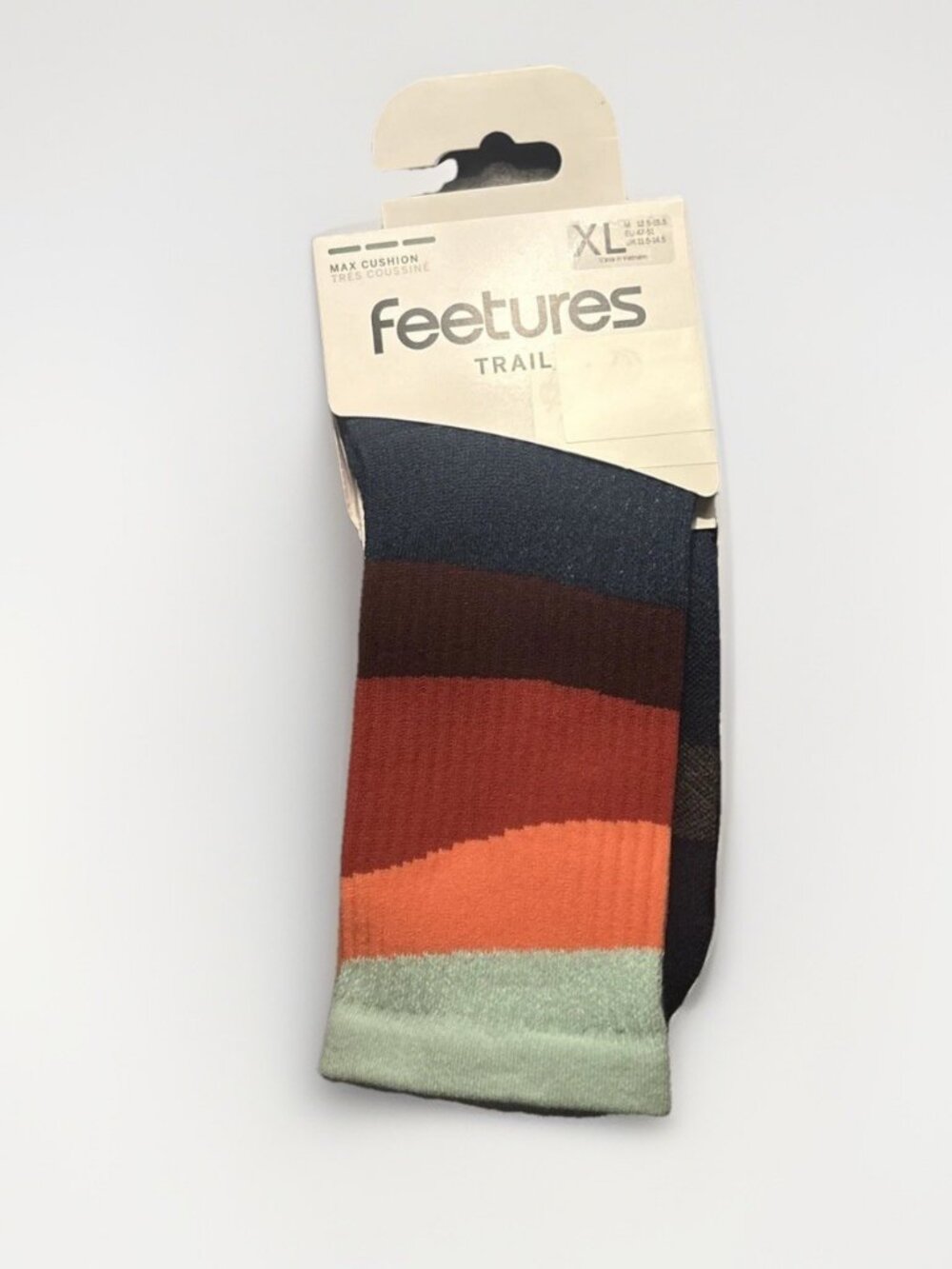 3 Pairs Feetures Socks Trail Max Cushion Mini-Crew Ascent Navy XL - Picture 3 of 11